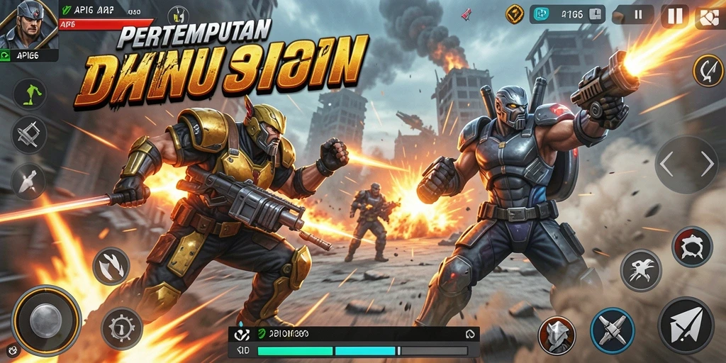 Tangkapan layar gameplay API66 yang menunjukkan aksi seru di medan perang.