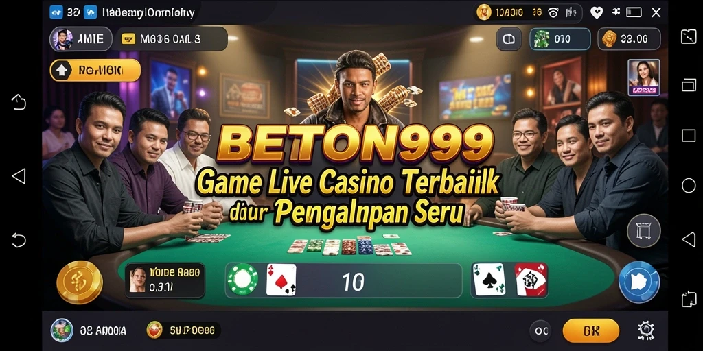 Tangkapan layar BETON999 menunjukkan dealer yang sedang beraksi dalam permainan Live Casino.