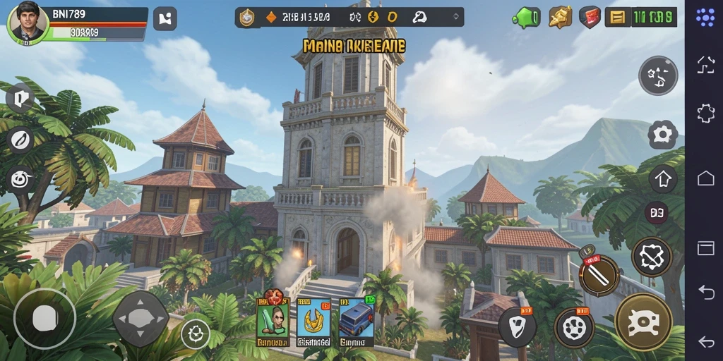 Screenshot BNI789 menampilkan gameplay Tower Defense yang seru.