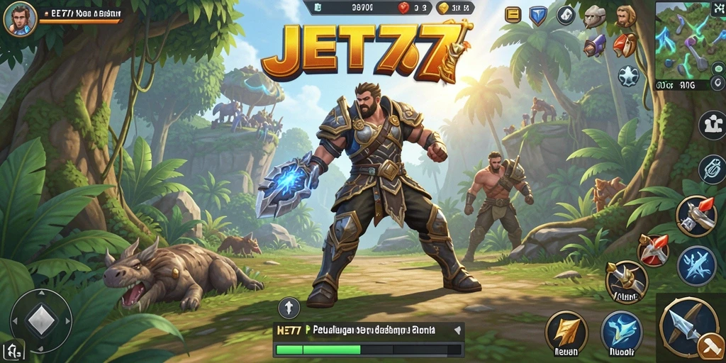 Tampilan gameplay JET77 dengan pertarungan RPG yang mendebarkan.