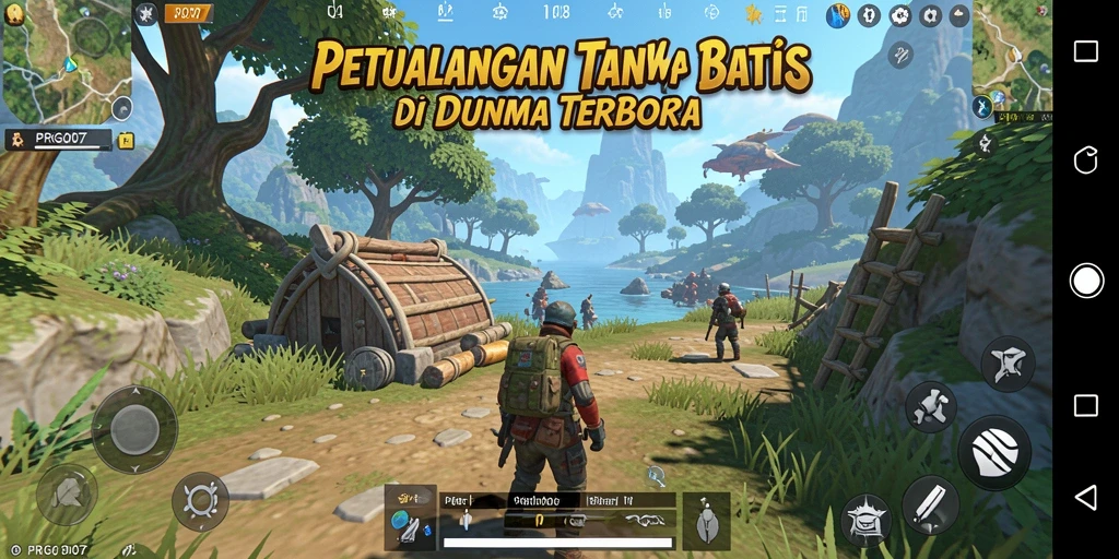 Screenshot gameplay PRG007 yang menunjukkan luasnya dunia terbuka.