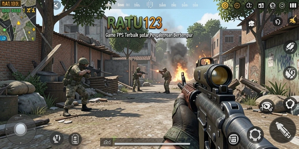 Tangkapan layar utama gameplay <strong>RATU123</strong> yang menunjukkan aksi seru di medan perang.