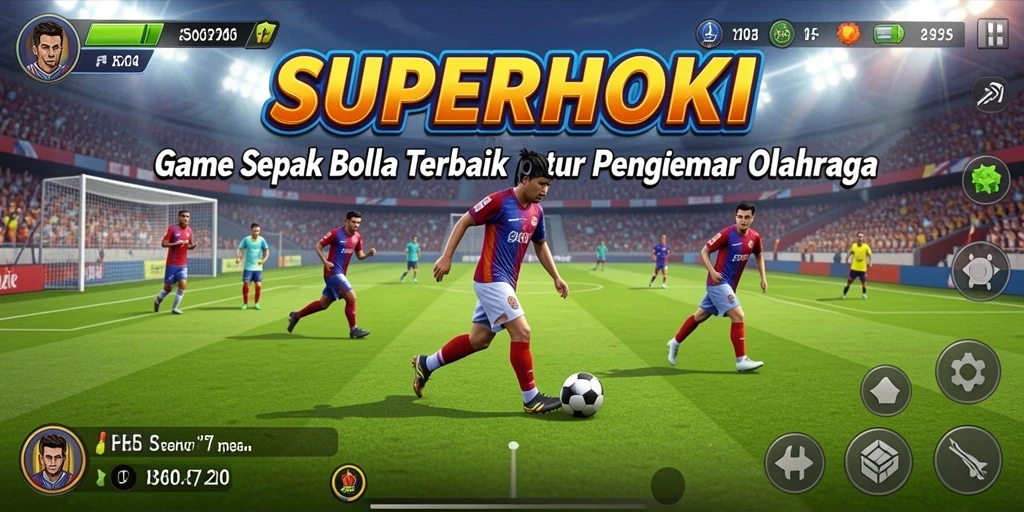 Tampilan gameplay <strong>SUPERHOKI</strong> dengan aksi mendebarkan di lapangan.